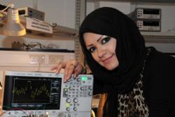 Amshah Aljeaidan, 3rd year Electronic Engineering Student from Kuwait in the new Donald Poirot  Electronic Engineering Laboratory.