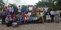 DL MSc Tropical Forestry students with lecturers and researchers from SENRGy, Makerere University, and the Forestry Research Institute of Ghana, July 2017:  (© Genevieve Agaba)