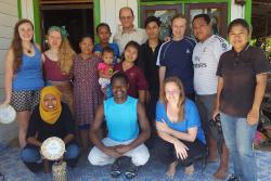 Bangor University students and staff with the family that hosted the group in Temula village, East Kalimantan. : © Genevieve Agaba