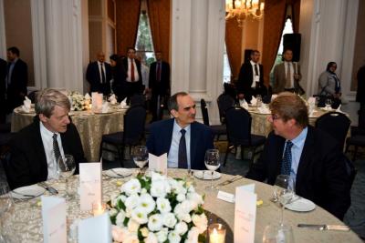 Prof. Phil Molyneux (right) is photographed in discussion with Dr. Erdem Başçı (Governor of the Central Bank of Turkey; centre) and Robert J Shiller (Yale University and Nobel Prize winner in economics)