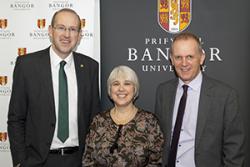 (left-right)  at the opening of Tŷ Pendre Newydd: Llŷr Huws Gruffydd AM, Eirian Conlon (Tutor and organiser Bangor University Welsh for Adults in Flintshire) and Ifor Gruffydd, Director North Wales Welsh for Adults.