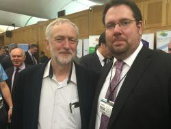 Dr Edward Jones (right) meets Jeremy Corbyn at Anglesey Day 2016 earlier this month