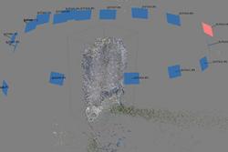 An illustration showing the points at which digital images were taken before being ‘stitched together’ to make the 3D image