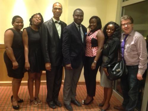Professor Cahill (right) with Bangor alumni at the launch of the Bangor University Nigeria Alumni network