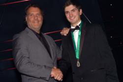 International Opera star Bryn Terfel awards the Scholarship to Huw Ynyr.