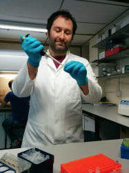 Dr Chris Staples in his lab.