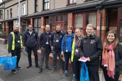  The team visiting student houses to share recycling advice.