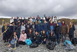  The international students who took part in the beach clean.