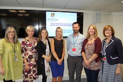 Jan Fereday Smith (left), head of Physiotherapy, Betsy Cadwaladr University Health Board and (right) Dr Elizabeth Mason, Deputy head School of Healthcare Sciences, congratulated the first independent prescribing physiotherapists in Wales.