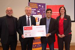 Having received his cheque, Hernan was congratulated by the Judging Panel.