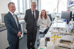 Mark Drakefod enjoyed a tour of the facilities and met Susan Allender working in a lab.