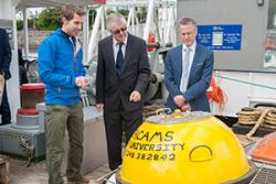 SEACAMS Research Officer, Dr Tim Whitton, at ϲʿ’s School of Ocean Sciences explains some of the technical kit which will be used aboard the research vessel, the Prince Madog.