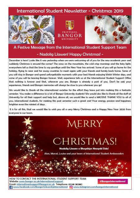 International Student Newsletter - Christmas 2019 International Student Newsletter - Christmas 2019