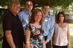 L-R back row: Tim Ashcroft, Innovas; Shane Parker; Lee Williams, Ceri Jones, B-Enterprising, Front: Eirian Jones, B-Enterprising.