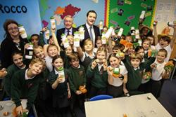 With George Osborne was local Cheshire County Councillor, Rachel Bailey and Professor Fergus Lowe, Chairman of the social enterprise, Food Dudes, developed at Bangor University.