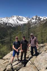 . ϲʿ distance learners (from left to right) Simon Moller, Sean Hoskins and Peter Comerford check out avalanche protection forestry.