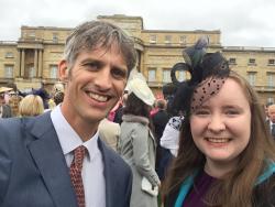 Dr James Walmsley and Sarah Ellis at Buckingham Palace