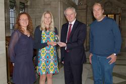 L-R: Professor Nicky Callow, Dean of the College of Health and Behavioural Sciences, Helena Robinson, Professor John G Hughes, Vice-Chancellor and Dr Edgar Hartsuiker.