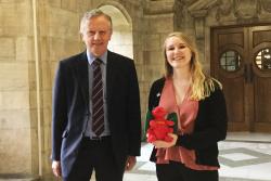 University Vice-Chancellor, Professor John G Hughes wanted to welcome Kathryn to the University as the fist recipient of the Fulbright Bangor University Award.