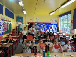 Pupils form Ysgol Hiraddug, Dyserth showcasing their Chinese creations!