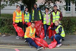 Some of the volunteer litter pickers on the Ffriddoedd residential site.