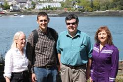 Professor Jean Ware, of the School of Education, with Nathan Brinklow, PhD student Siôn Aled Owen and Callie Hill.