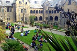 International students relaxing in the Inner quad.