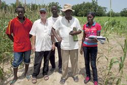 Professor John Witcombe (2nd from left) during a visit to Senegal