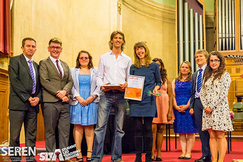 James Walmsley, Heli Gittins and Nicola Owen accept their award for Sustainable Thinking