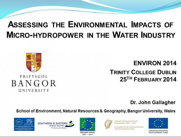 John Gallagher's Presentation: Environmental Impacts of Micro-hydropower