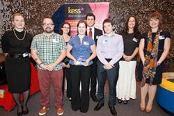 Ilze Skujina,Aberystwyth Uni; Danny Clegg, Uni of South Wales (USW), Jennifer Marshall, Cardiff Uni; Eleri Price winner, Aberystwyth; Alexandros Koutsantonis, USW, Tomas Awdry, Aberystwyth, Tracy Perkins, Bangor; Catherine Sharp, Bangor.