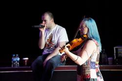 Katherine performing with Ed Holden.