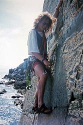 Matt climbing in Pembroke with the ϲʿ Mountaineering Society.