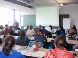 Bangor lecturer Hefin Gwilym delivers a lecture on 'Current Discourses in Volunteer Engagement in Europe'