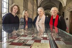 From left: Iona Rhys Cooke, Lynette Hunter of Bangor University with Luned Gonzalez and Nadine Laporte, grand-daughters of Michael D Jones and Liewsi Jones.