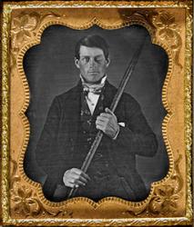 Phineas Gage, after injury. : Originally from the collection of Jack and Beverly Wilgus, and now in the Warren Anatomical Museum, Harvard Medical School.