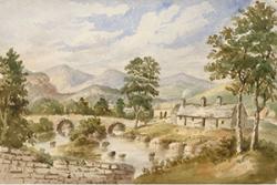 A watercolour showing Pont Rhiwaedog the hamlet of Rhos y Gwaliau, near Bala, painted by Mary Ann Malkin, 1846.: (C) Crown Copyright: RCAHWM 2017.