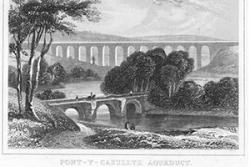  A  Telford itinerary is  being planned. This is an Undated etching of  Telford's Pontcysyllte Aqueduct.: (C) Crown Copyright: RCAHWM 2017.