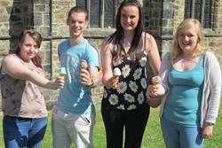 The Rhyl Scoops team tasting their merchandise are, left - right: Louise Ainsworth; Daniel Taylor; Kate Isherwood and Emma Dixon.