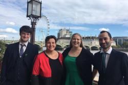 Pictured left-right are: Osian Evans; Tonia Antoniazzi MP; Hannah Jones and Rubén Chapela-Orri.