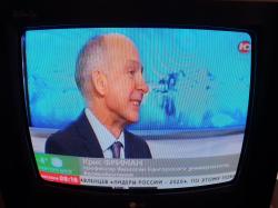 Prof Chris Freeman discussing his work on peatland geoengineering on Russian TV.