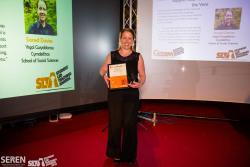 Sioned Davies collects her 'Support Staff of the Year' award