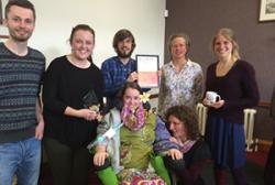 From left: Daniel Loveard, Alice Hadley, Sam Herniman, Jenny Towill, Pippa Jones. At the front, Dr Sophie Williams and her friend Roz.