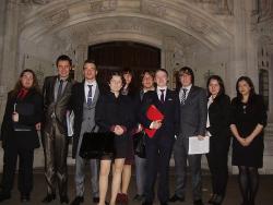 The Bangor Law School mooters pictured outside the Supreme Court in London