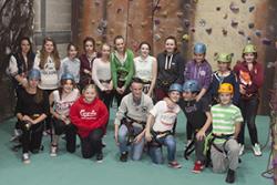 Members of Talysarn Youth Club, having tried out the climbing wall at the University’s Sports Centre recently.