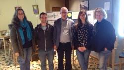 Gabriella Simak and David Beck, PhD students, Dr Hefin Gwilym, Lecturer in Social Policy, Silvia Sheehan, Project Coordinator, and Siri Wigdel, Creative Director at Theatre Ardudwy.