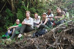  Taking a break during sample collection.