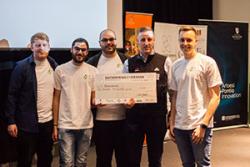  The winning team were: Tom Owen, SCSM; Loizos Vasileiou, Computer Science; Christos Tsangaris, Psychology;  ( with Nick McCavish, Operations Director, Zipworld;) Aaron Owen, ϲʿ Business School