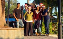 All the Christmas helpers, (from left to right) Sreekar, Sam, Faith, Sophie, Aki, Pepsi, Kyle, and Jessie.