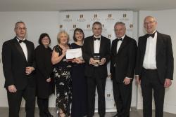 Prof Willilams holds the shortlist award standing next to the VC and other SMS Collegaues